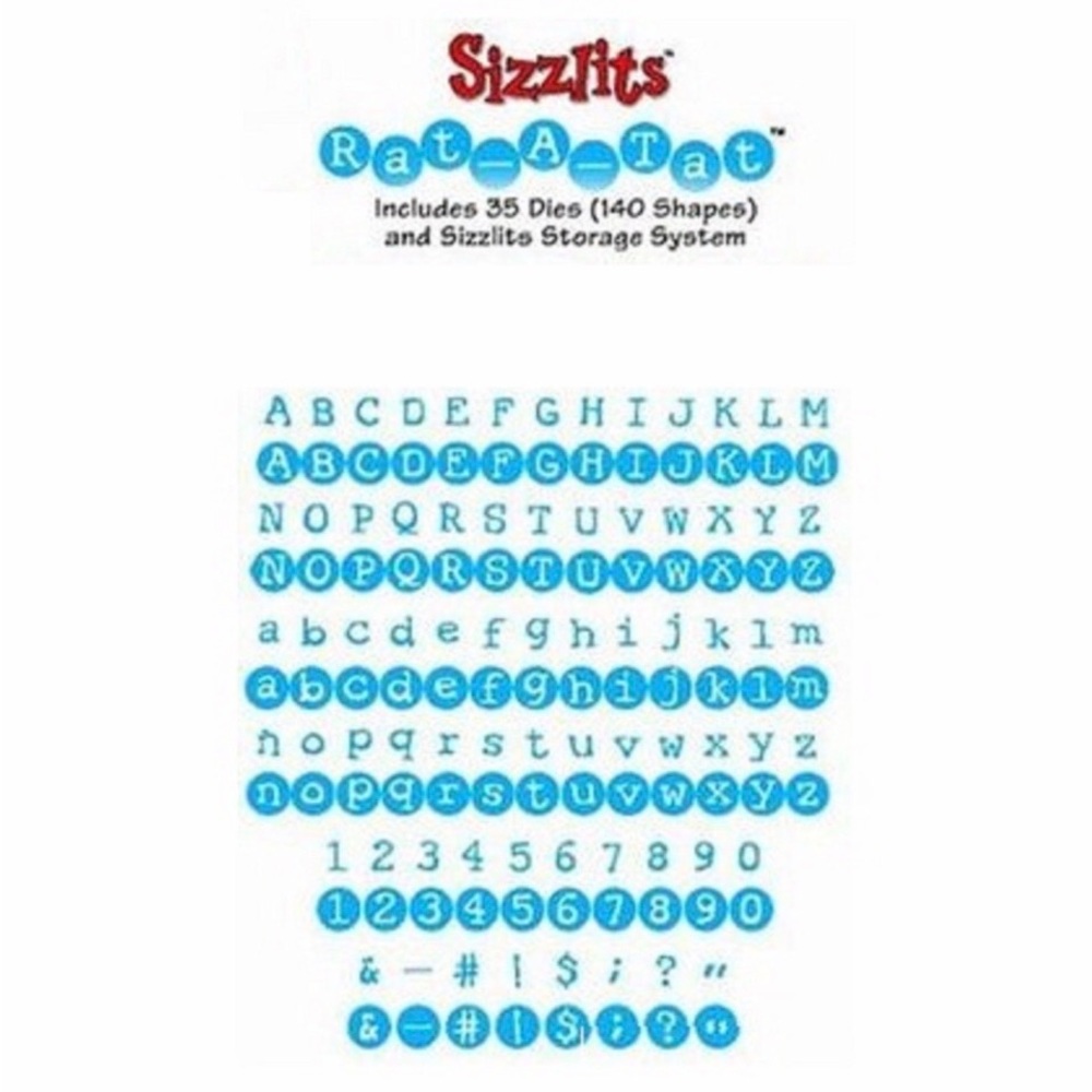 Sizzix Sizzlits 35-die Rat-A-Tat alphabet dies with storage case
